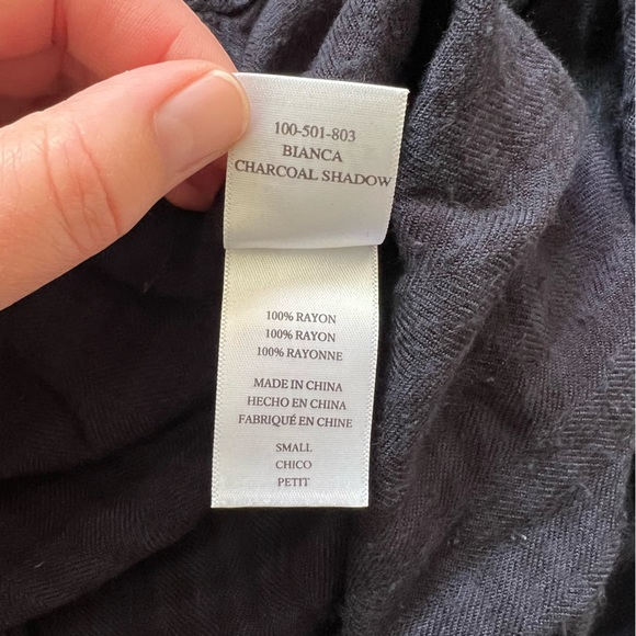 Rails Bianca Shirt Dress Charcoal Shadow Oversized Black Flannel Size Small - Picture 7 of 7